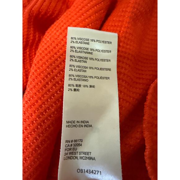 Anthropologie Orange Waffle Knit Long Sleeve Pocket Crop Sweater Top Size XS - Picture 4 of 4